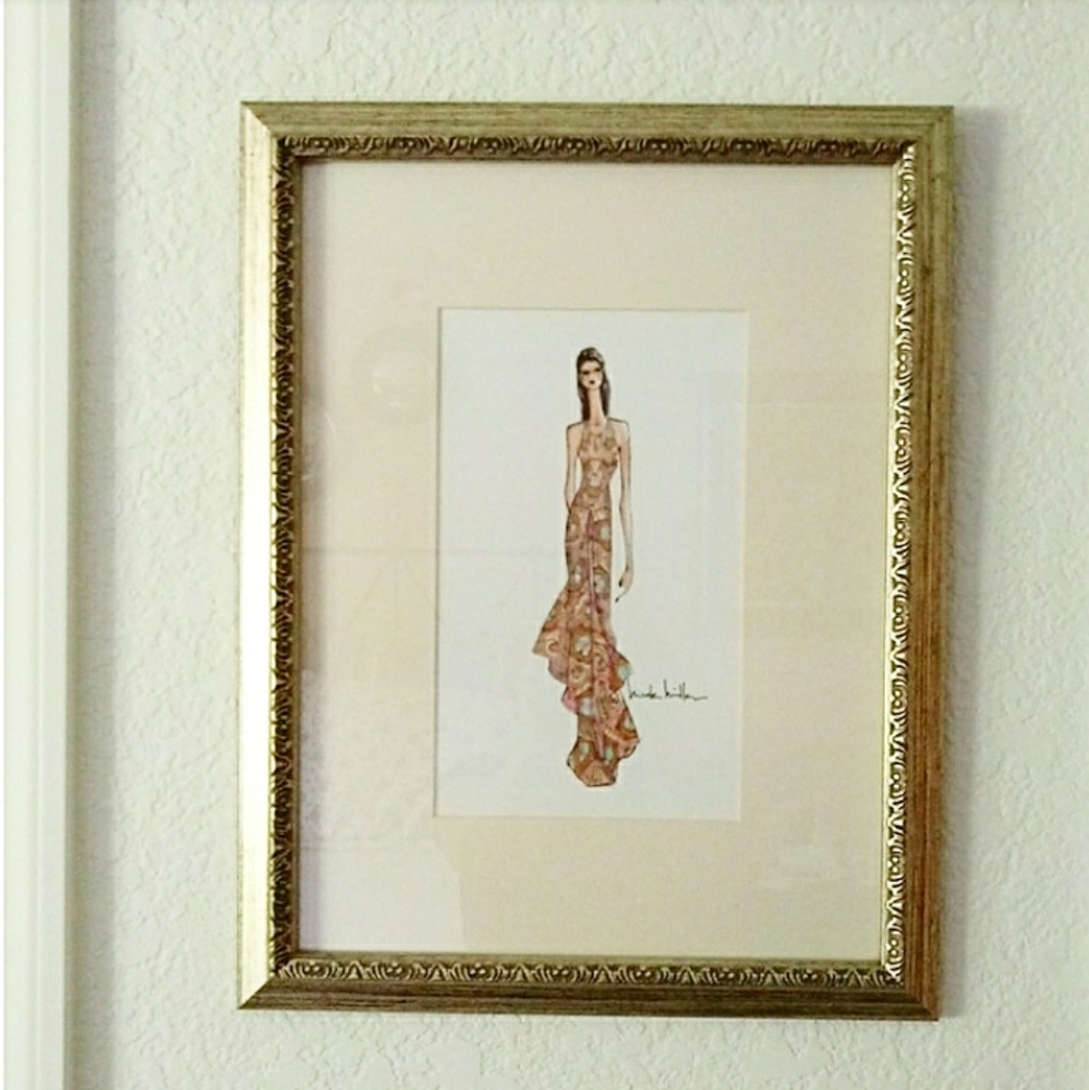 NICOLE MILLER Framed Fashion Sketch Drawing